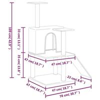 Kattenmeubel met sisal krabpalen 109 cm lichtgrijs - thumbnail