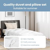 VidaXL Zomer dekbed met kussen 2 pcs wit microvezel - thumbnail