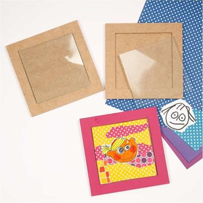 Creativ Company Onderzetter met glazen plaat, afm 15x15x0,5 cm, 6 stuk/ 1 doos