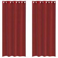 Gordijnen voile met doorvoertules 2 st wijnrood - thumbnail