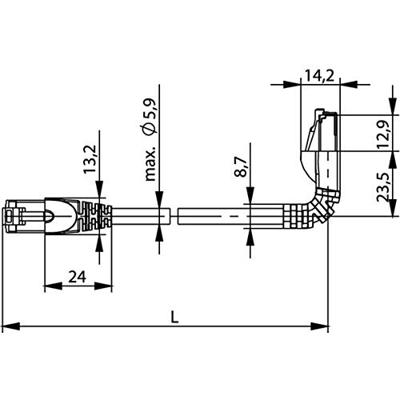 Telegärtner 100008691 RJ45 Netwerkkabel, patchkabel CAT 6A S/FTP 5.00 m Grijs Vlambestendig, Halogeenvrij 1 stuk(s)