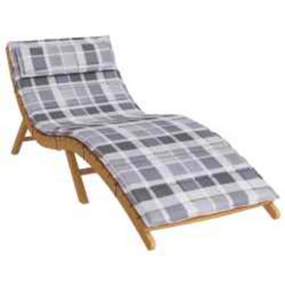 Zon Loungerkussen Geruit Grijs 178 x 60 x 4 cm Oxford stof Zon Loungerkussen Geruit Grijs 178 x 60 x 4 cm Oxford stof