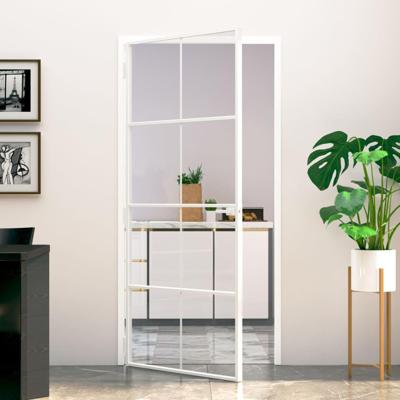 VidaXL Binnendeur 93x201,5 cm gehard glas en aluminium smal wit VidaXL Binnendeur 93x201,5 cm gehard glas en aluminium smal wit