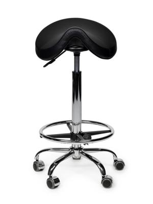 Premium zadelkruk zwart hoog met voetring