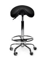 Premium zadelkruk zwart hoog met voetring - thumbnail