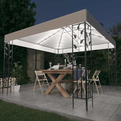VidaXL Prieel met led-lichtslinger 3x3 m wit