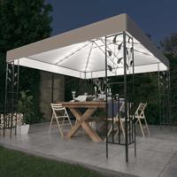 VidaXL Prieel met led-lichtslinger 3x3 m wit - thumbnail