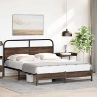 Bedframe zonder matras metaal bruin eikenkleurig 160x200 cm - thumbnail