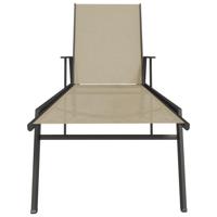 Ligbed staal en textileen stof crèmekleurig - thumbnail