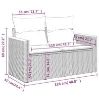 Tuinbank 2-zits met kussens poly rattan zwart - thumbnail