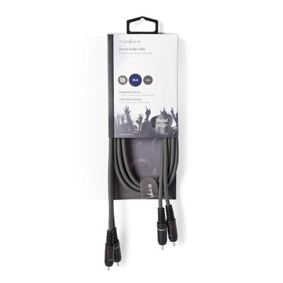 Stereo audiokabel | 2x RCA male - 2x RCA male | 1,5 m | Grijs