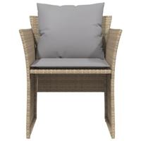 Tuinstoel met voetenbank poly rattan beige - thumbnail