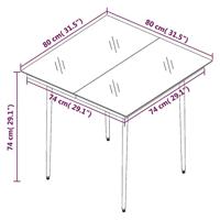 Tuintafel 80x80x74 cm staal en glas zwart - thumbnail