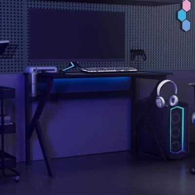 Gamingbureau met K-vormige poten 110x60x75 cm zwart - thumbnail