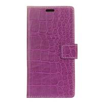 Sony Xperia XZ & XZs horizontaal Retro krokodil structuur PU leren Flip Hoesje met houder, foto frame en opbergruimte voor pinpassen & geld (paars) - thumbnail