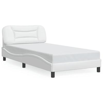Bedframe met LED-verlichting kunstleer wit 100x200 cm - thumbnail
