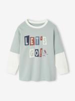 T-shirt met gelaagd effect en flockprint voor jongens blauwgroen - thumbnail