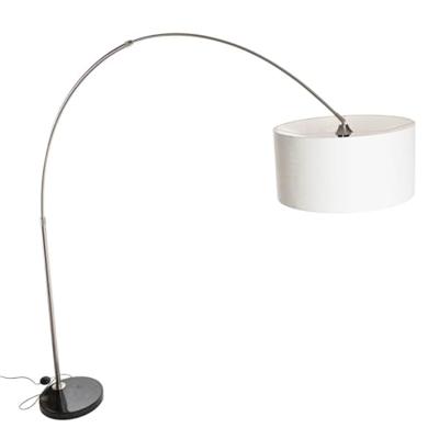 QAZQA Booglamp staal stoffen kap wit 50 cm - XXL