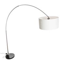 QAZQA Booglamp staal stoffen kap wit 50 cm - XXL - thumbnail