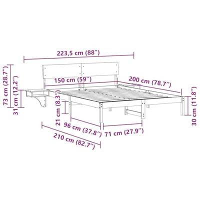 Bedframe met nachttafels met hoofdeinde Wasbruin 150 x 200 cm Bedframe met nachttafels met hoofdeinde Wasbruin 150 x 200 cm