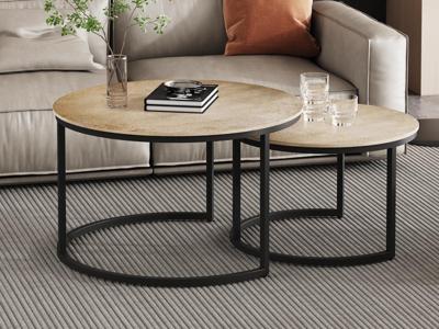 Set van 2 salontafels AMIRO verouderd zilver Set van 2 salontafels AMIRO verouderd zilver