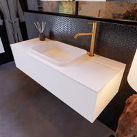 Badkamermeubelset Mondiaz Erin 120 cm met 1 Lade met RIDGE Wastafel Midden Talc met 1 kraangat Greeploos Mat Carrara - thumbnail