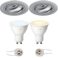 Philips Hue Inbouw LED Spot Set Ø92mm Mat Zilver - Kantelbaar - White Ambiance - Bluetooth - thumbnail