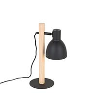QAZQA Landelijke tafellamp zwart met hout - Flint - thumbnail