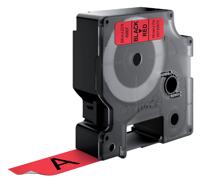 Labeltape Dymo LabelManager D1 polyester 19mm zwart op rood - thumbnail