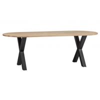 WOOOD Ovale Eettafel 'Tablo' met X-poot, 220 x 90cm - thumbnail