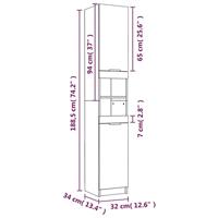 5-delige Badkamerkastenset bewerkt hout wit - thumbnail