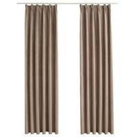 VidaXL Gordijnen verduisterend met haken 2 st 140x225 cm taupe - thumbnail