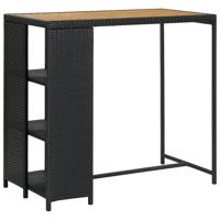 Bartafel met opbergrek 120x60x110 cm poly rattan zwart - thumbnail