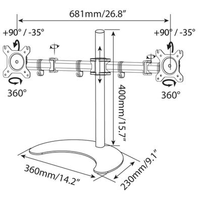 Techly Desk Stand for 2 Monitor 13-27 with Base h.400m ICA-LCD 3410 27 Vrijstaand Zwart