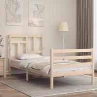 Bedframe met hoofdbord massief hout - thumbnail