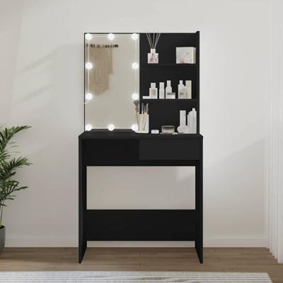 Kaptafel met LED-verlichting 74,5x40x141 cm zwart