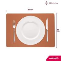 Cookinglife Placemats - Dubbelzijdig - Vegan leer - Cognac / Zwart 46 x 33 cm - 6 Stuks - thumbnail