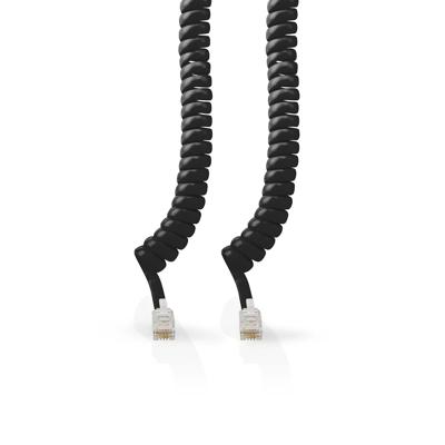 Telecomkabel | RJ10 Male | RJ10 Male | 2.00 m | Kabel design: Gekruld | Kabeltype: RJ10 | Zwart