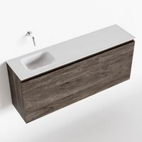 MONDIAZ OLAN 120cm toiletmeubel dark brown. LEX wastafel talc links geen kraangat - thumbnail