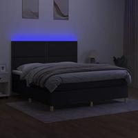 Boxspring met matras en LED stof zwart 180x200 cm - thumbnail