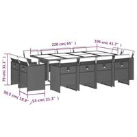 13-delige Tuinset met kussens poly rattan zwart - thumbnail
