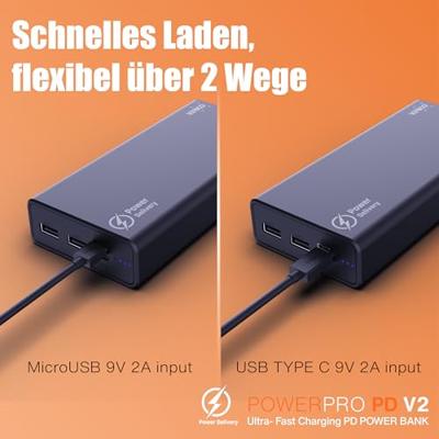 Verico Power Pro PD Powerbank 20000 mAh USB PD LiPo USB-A, USB-C Zwart