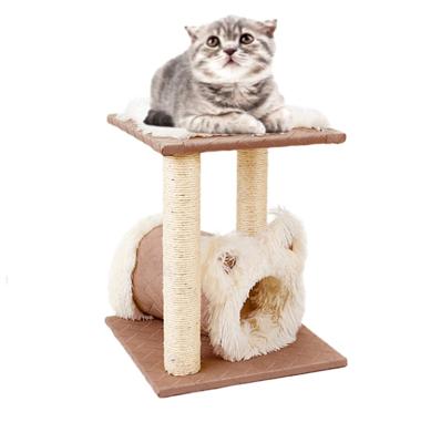 Nobleza Kattenmeubel met holletje en plateau - Wit fluffy - 49 cm