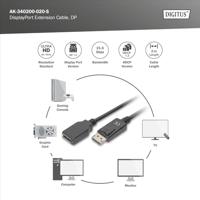 Digitus AK-340200-020-S DisplayPort-kabel DisplayPort Verlengkabel DisplayPort-stekker, DisplayPort-bus 2.00 m Zwart - thumbnail