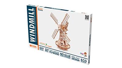Eco Wood Art 3D Mechanische Puzzel Windmill Eco Wood Art 3D Mechanische Puzzel Windmill