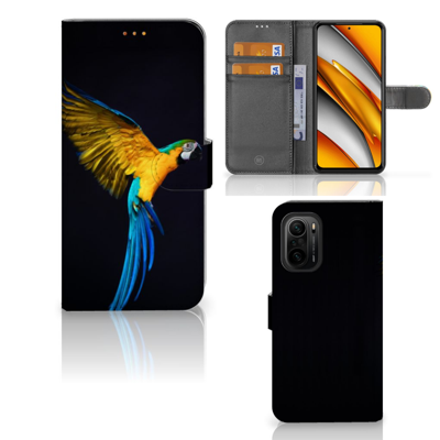 Poco F3 | Xiaomi Mi 11i | Telefoonhoesje | Met pasjeshouder | Papegaai