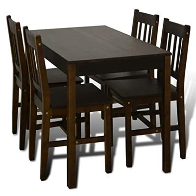 VidaXL Eettafel met 4 stoelen hout bruin