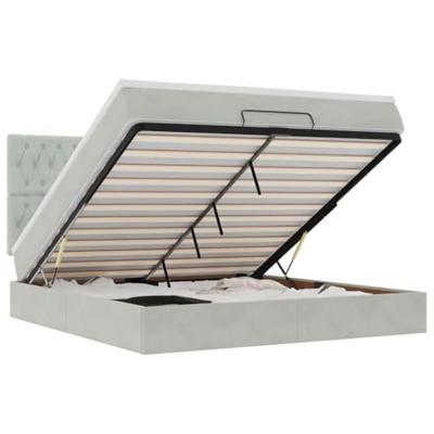 Ottoman bed met matrassen 160x200cm fluweel lichtgrijs