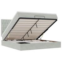 Ottoman bed met matrassen 160x200cm fluweel lichtgrijs - thumbnail