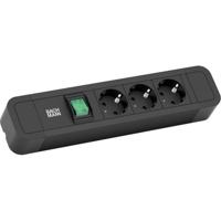 BACHMANN PRIMO2 stekkerdoos 3-voudig geaard, aluminium, met schakelaar, zwart, 2 m - thumbnail